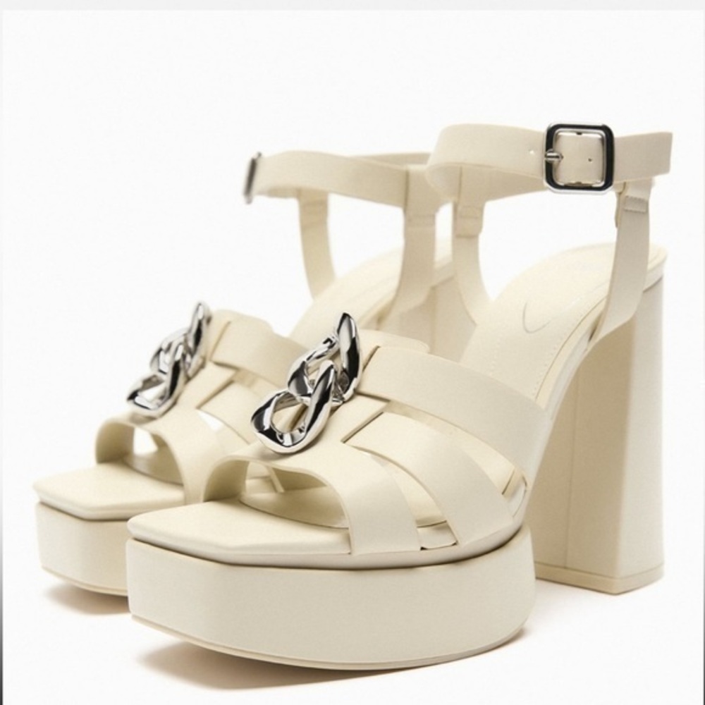 Zara strappy chunky platform heeled sandals 3345/910